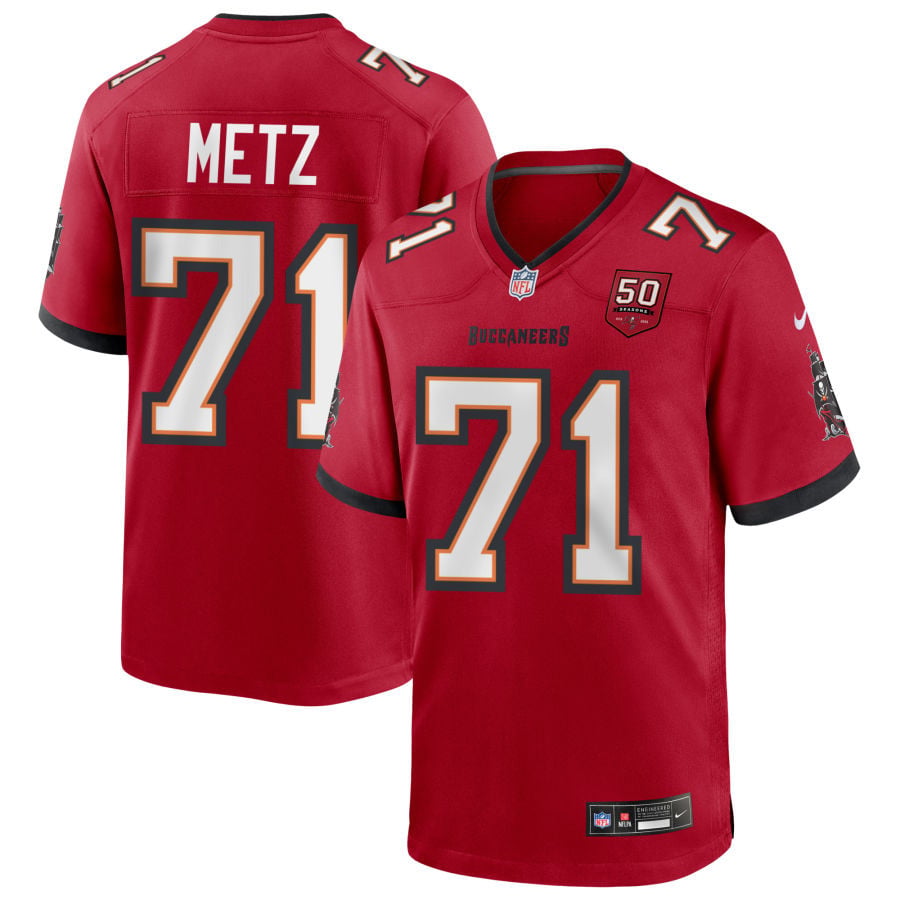 Lorenz Metz Tampa Bay Buccaneers 2025 50th Season Game Jersey - Red