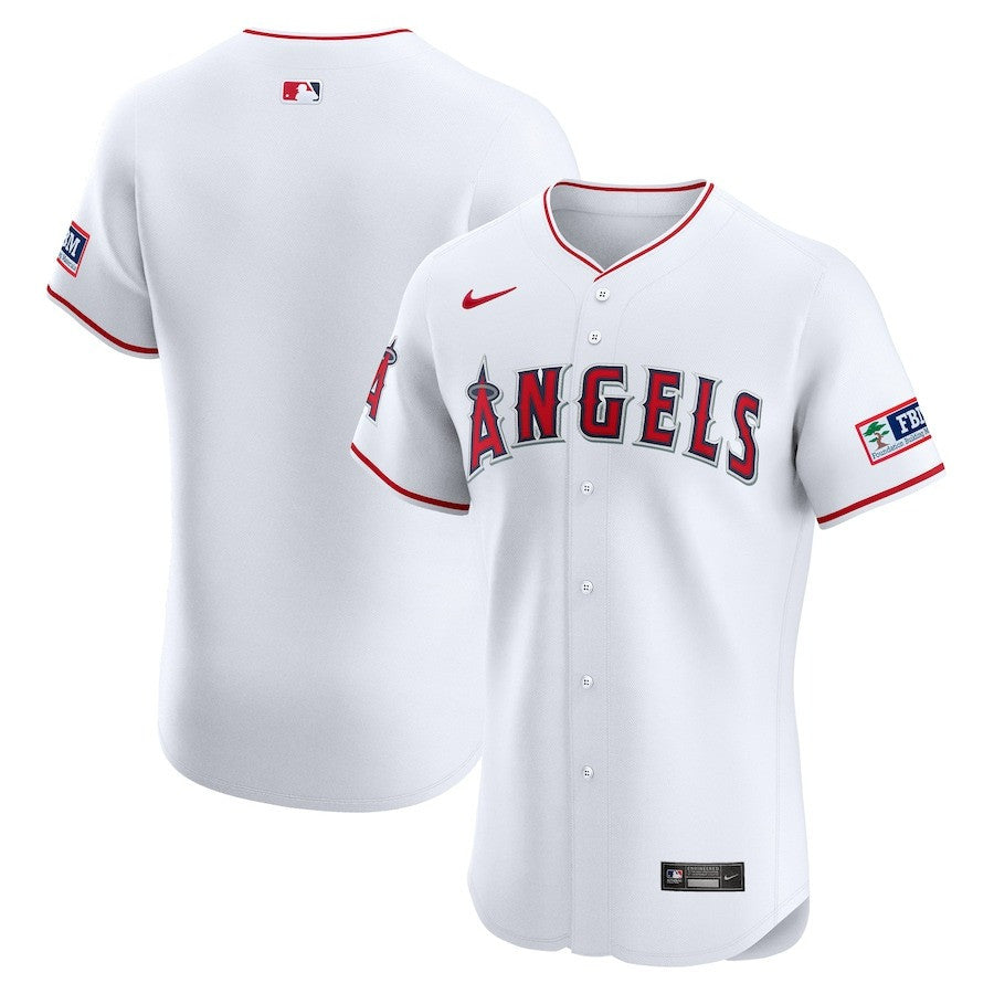 Los Angeles Angels 2025 Home Elite Patch White Jersey