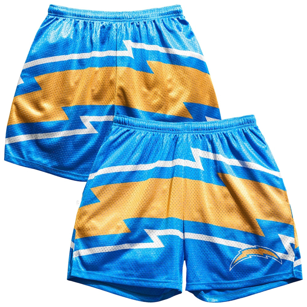 Los Angeles Chargers Merch - Men's Chalk Line Big Logo Retro Shorts, Blue - Best Football Gifts For Adults