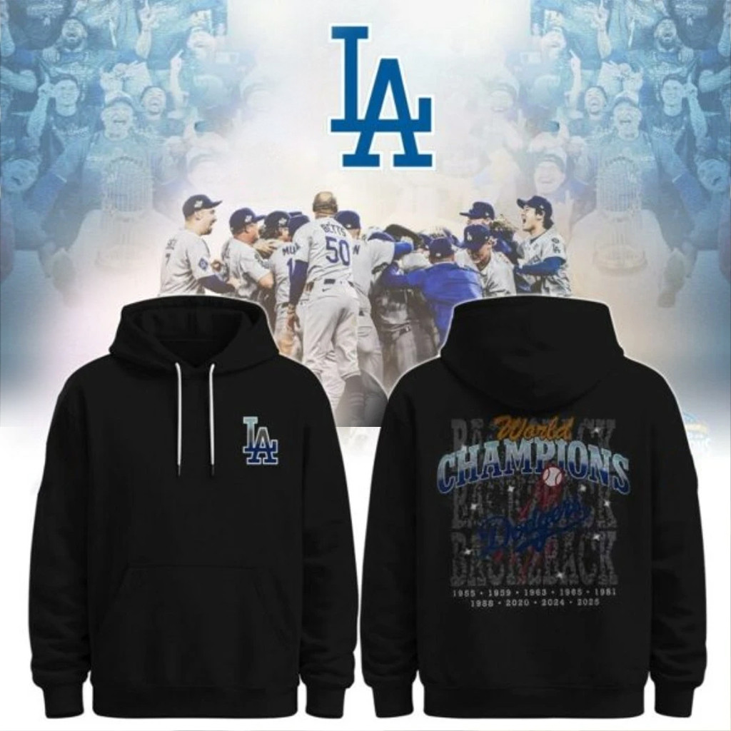 Los Angeles Dodgers Back-to-Back World Champions First Repeat Champions In 25 Years Logo Hoodie