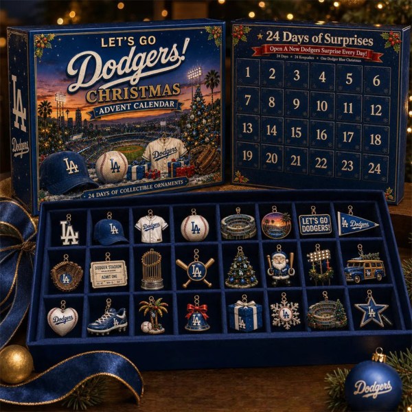 Los Angeles Dodgers Merch Let's Go Dodgers 2026 Christmas Advent Calendar Xmas Tree Ornaments - Image 2