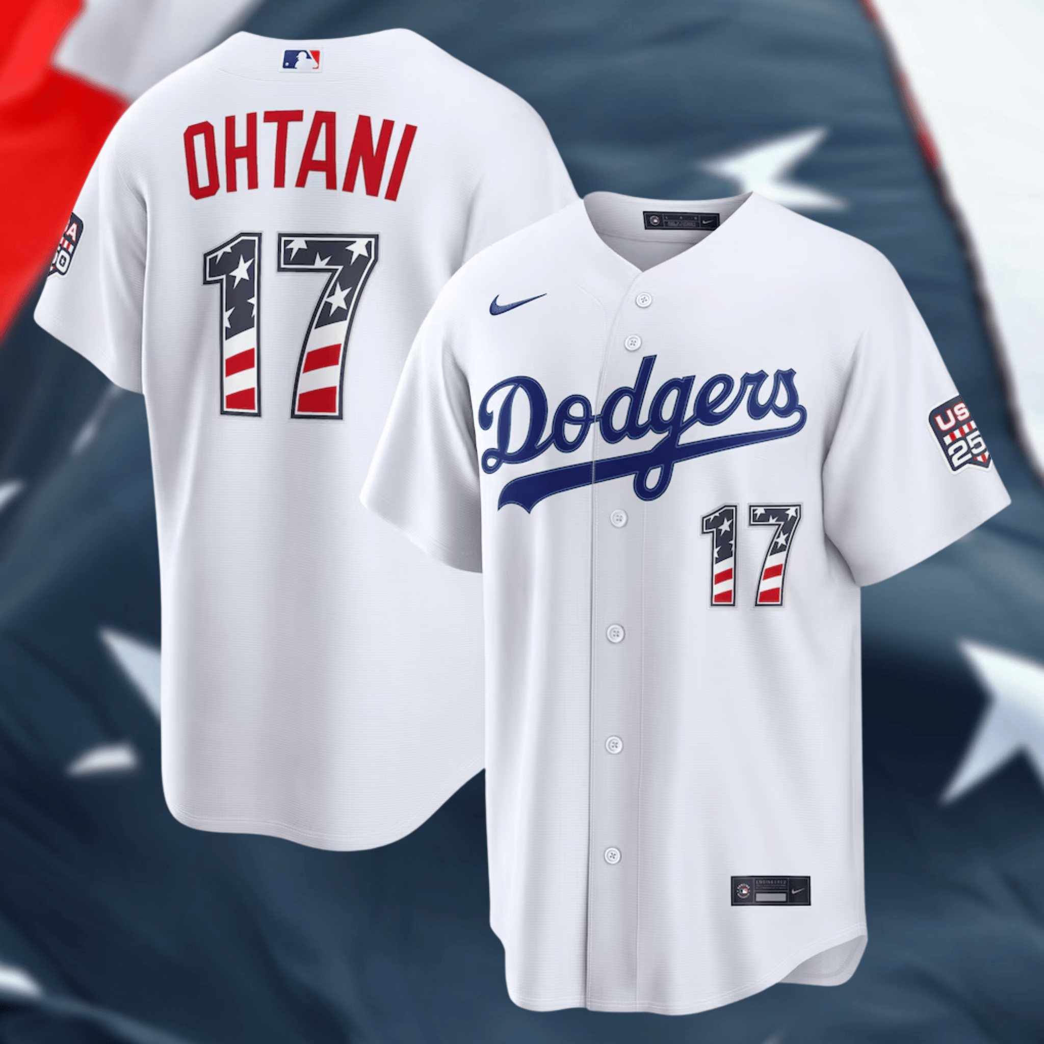 Los Angeles Dodgers Shohei Ohtani Nike White USA 250 Fourth of July Home Stadium Jersey