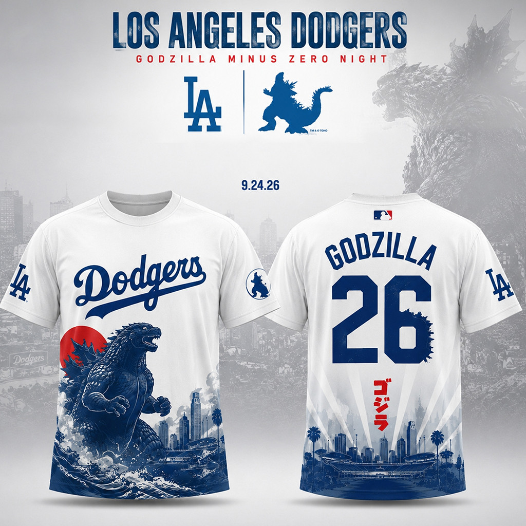 Los Angeles Dodgers X Godzilla Minus Zero Night 2026 Shirt LA Dodgers Merch Gifts For Fans