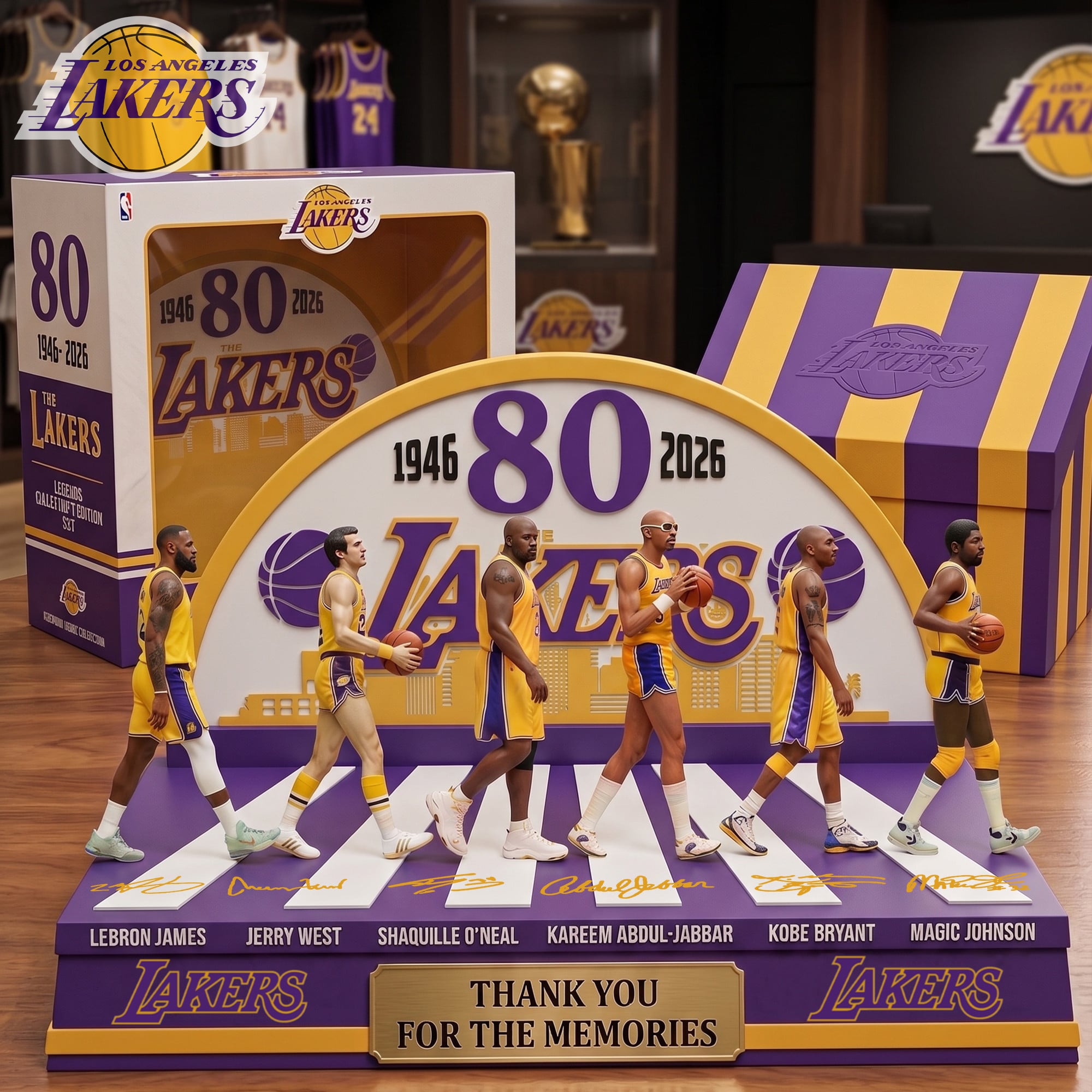 Los Angeles Lakers 80th Anniversary 2026 Acrylic Plaque LA Lakers Merch Basketball Lovers Gifts