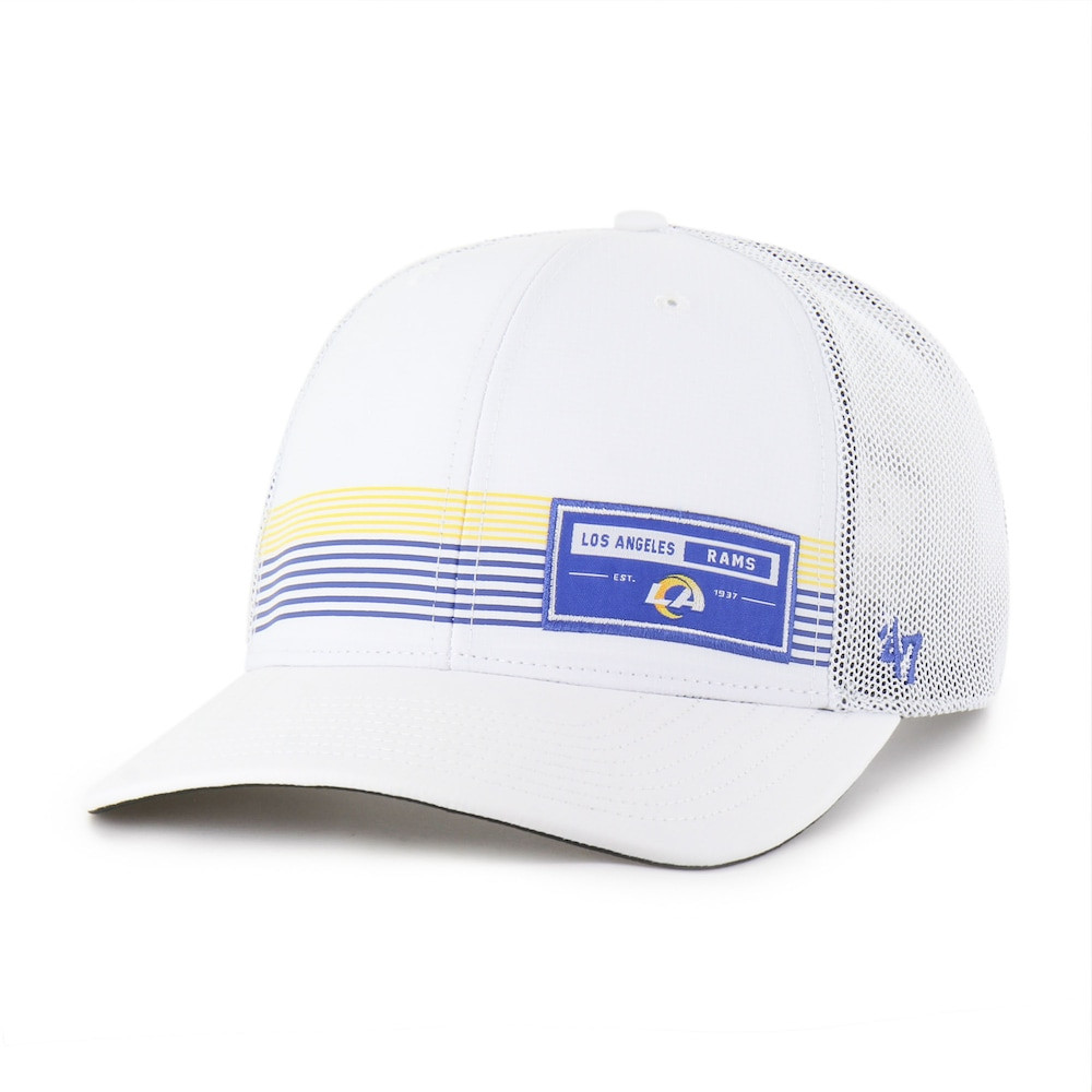 Los Angeles Rams Merch - Men's '47 Rangefinder Trucker Adjustable Hat, White - Football Gift Ideas For Men
