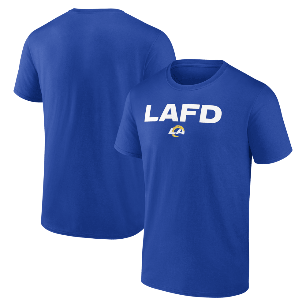 Los Angeles Rams Merch - Men's Fanatics Royal LAFD T-Shirt - Football Related Gifts