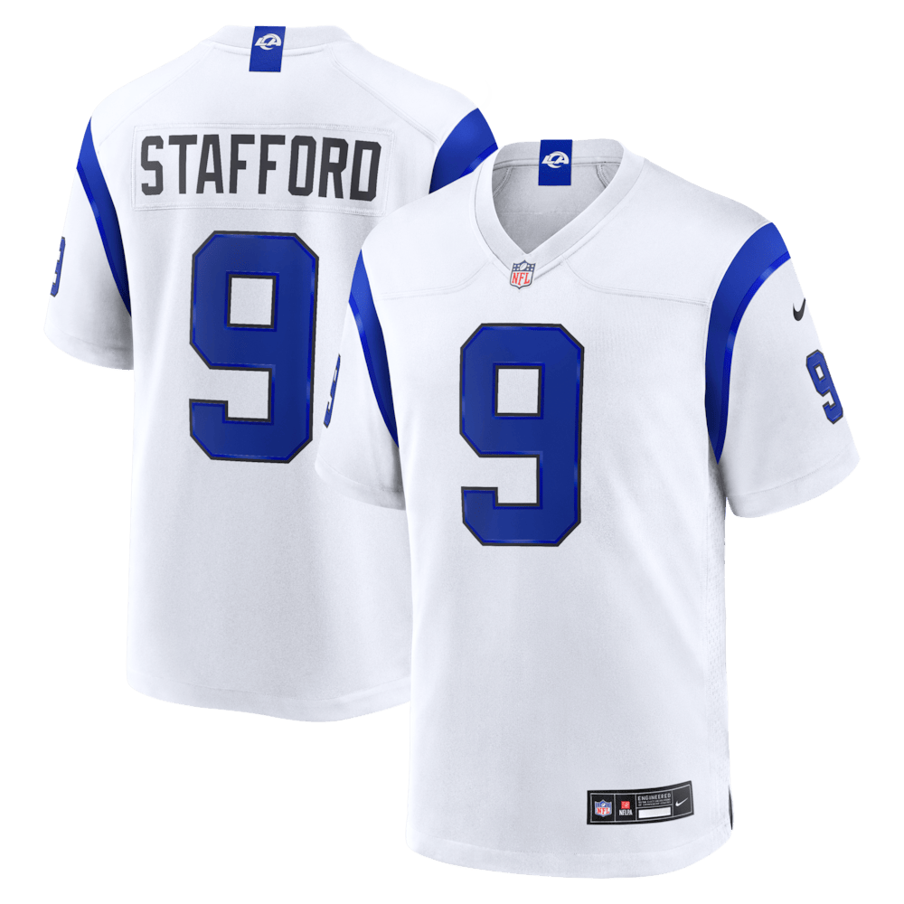 Los Angeles Rams Merch - Men's Matthew Stafford Fearsome Game Jersey, White - Cool Football Gift Ideas