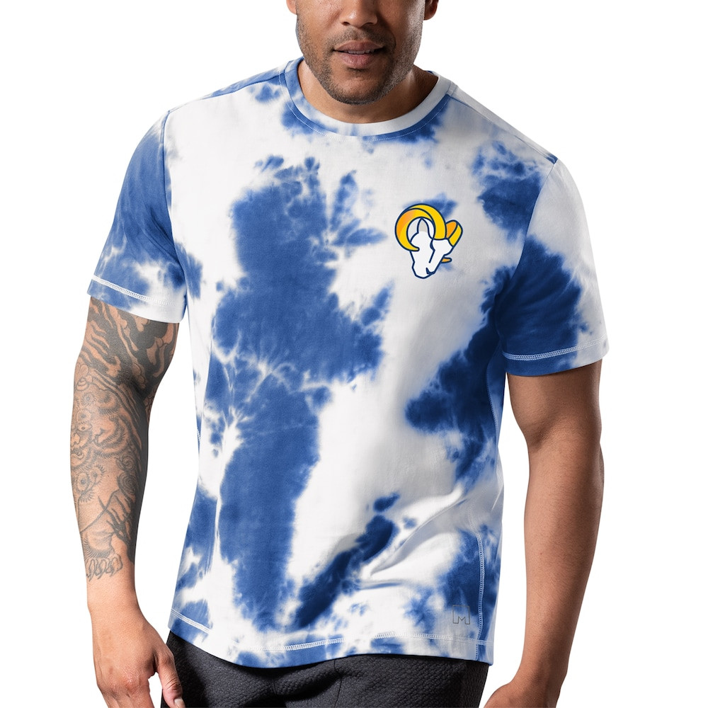 Los Angeles Rams Merch - Men's MSX by Michael Strahan Royal Freestyle Tie-Dye T-Shirt - Gift Ideas For Football Lovers