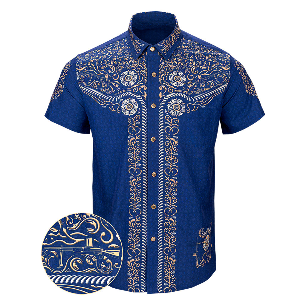 Los Charro Button Down Shirt Gun Print Hawaiian Shirt Birthday Gift Ideas For Brother