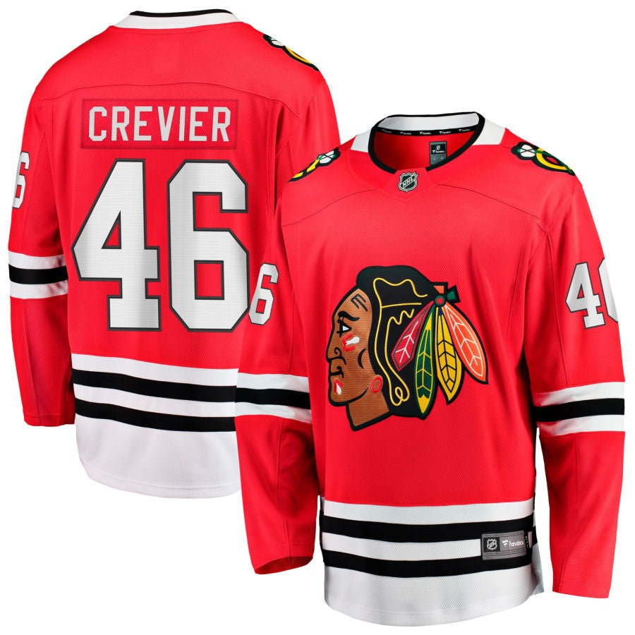 Louis Crevier Chicago Blackhawks 2025 Home Breakaway Jersey - Red 1 Louis Crevier Chicago Blackhawks 2025 Home Breakaway Jersey - Red