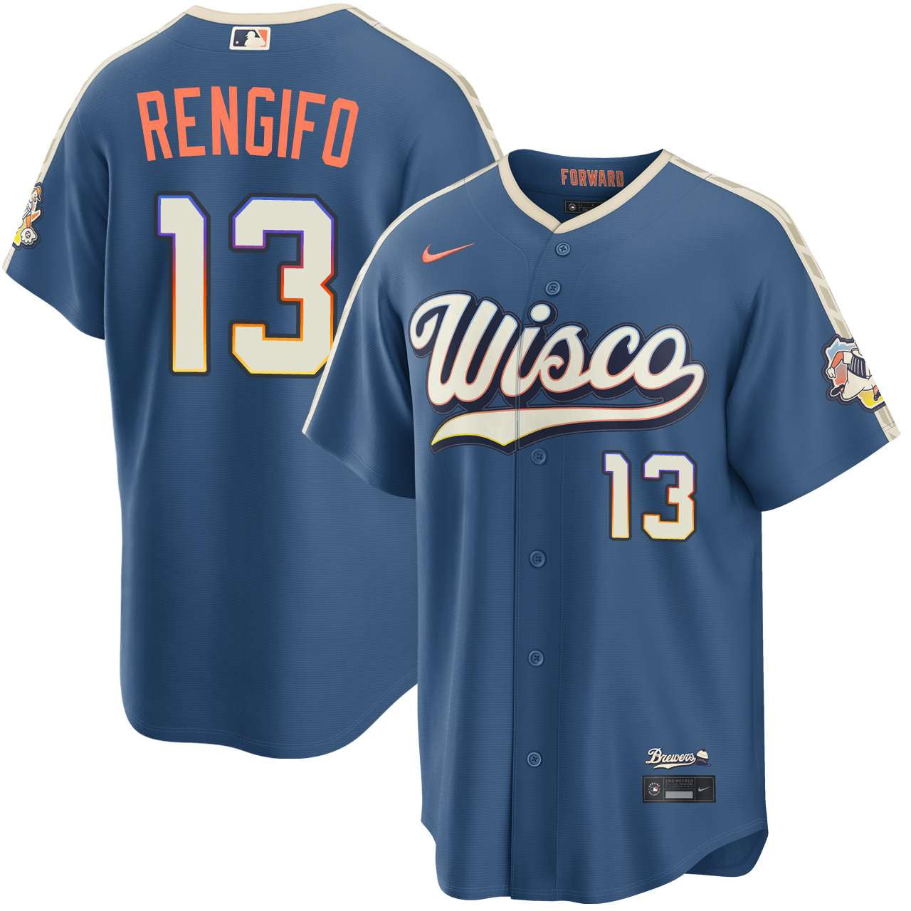 Luis Rengifo Milwaukee Brewers 2026 City Connect Stadium Jersey - Mineral Blue