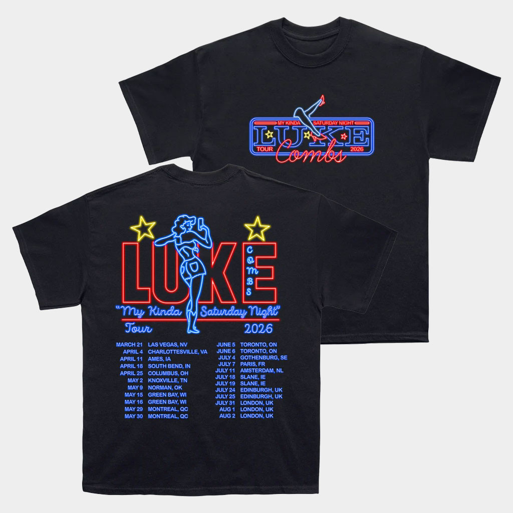 Luke Combs Merch 2026 Neon Tour T-Shirt Luke Combs My Kinda Saturday Night Tour 2026 Shirt