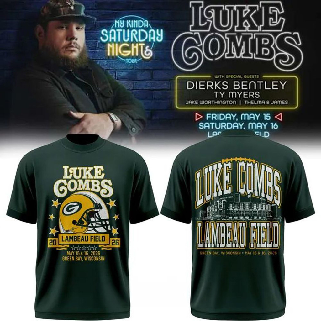 Luke Combs x Green Bay Packers World Tour 2026 Shirt Packers Merch Gifts For Football Fan