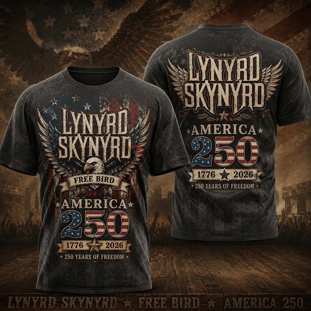 Lynyrd Skynyrd America 250 Years Of Freedom Vintage Eagle Black T-Shirt Lynyrd Skynyrd Merch