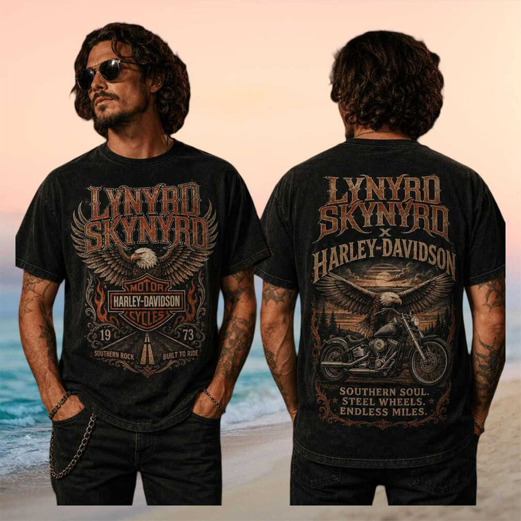 Lynyrd Skynyrd Harley Davidson Tour 2026 Vintage T-Shirt Lynyrd Skynyrd Merch Gift For Rock Fan