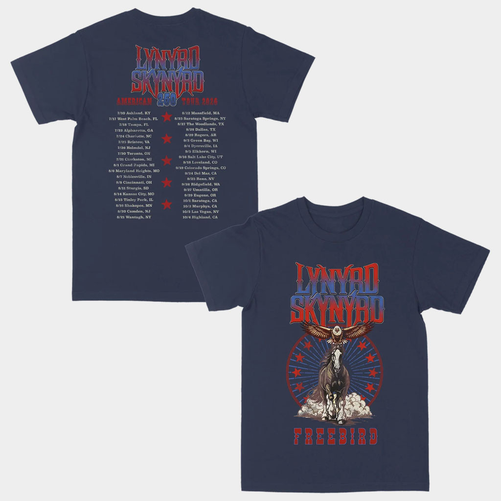 Lynyrd Skynyrd Merch 2026 Clydesdale Eagle Navy Tour T-Shirt American 250 Tour Shirt Fan Gifts