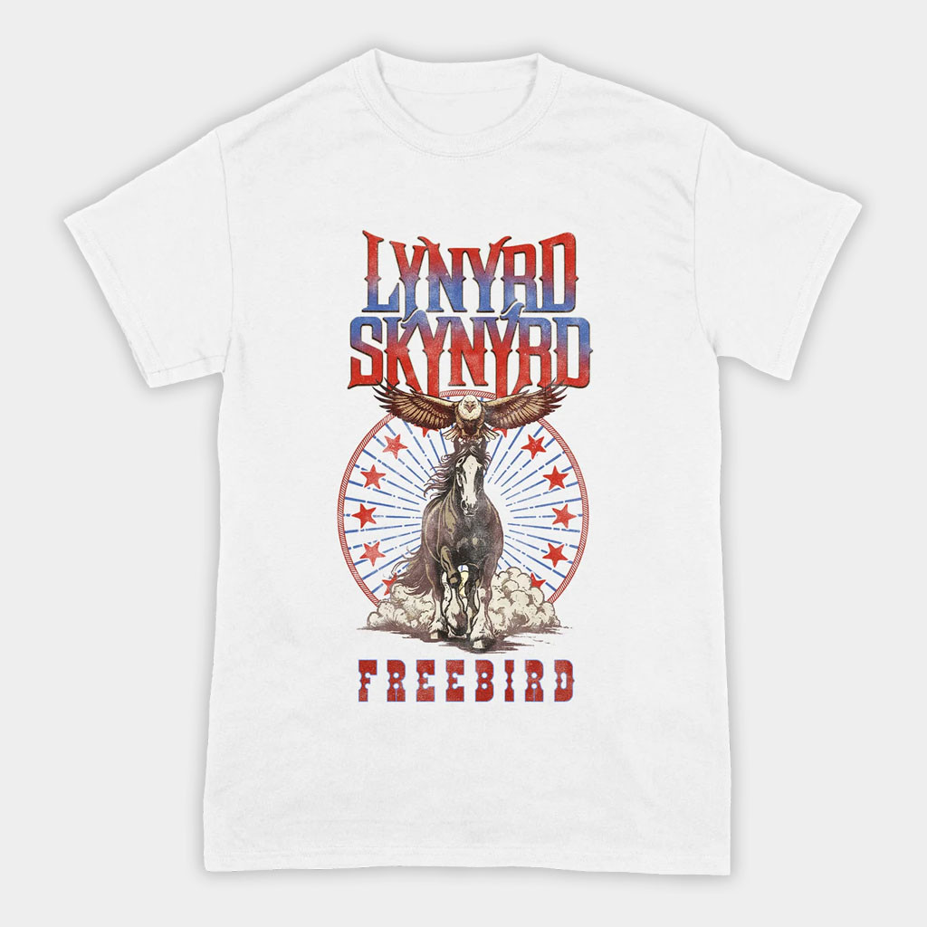 Lynyrd Skynyrd Merch 2026 Clydesdale Eagle White T-Shirt Freebird Shirt Gift For Rock Band Fans