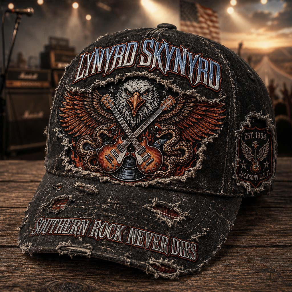 Lynyrd Skynyrd Southern Rock Never Dies Vintage Hat Lynyrd Skynyrd Merch Gift For Music Lovers