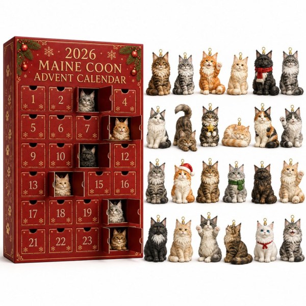 Maine Coon Advent Calendar 2026 24 Days Christmas Mystery Ornaments Cat Lover Holiday Gift - Image 2
