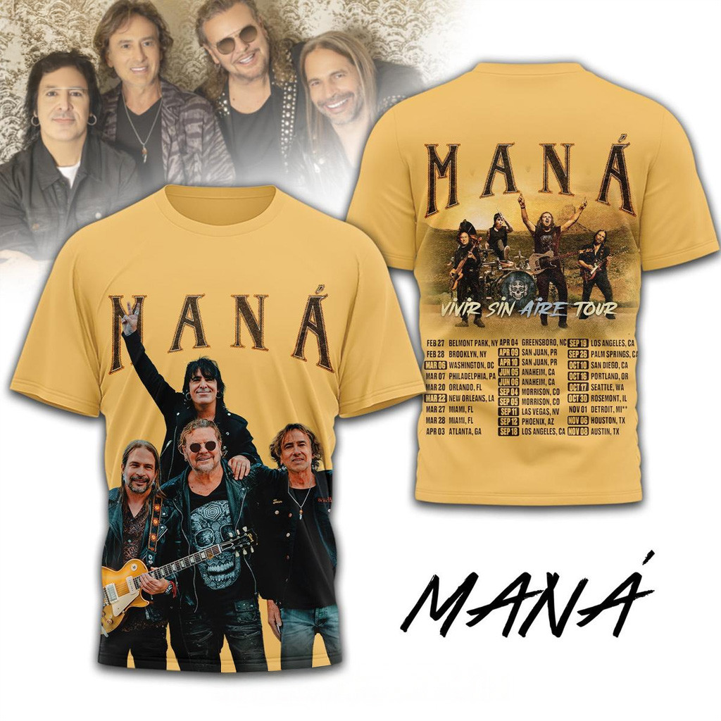 Mana Vivir Sin Aire Tour 2026 T-Shirt MANA Merch Birthday Present For Him