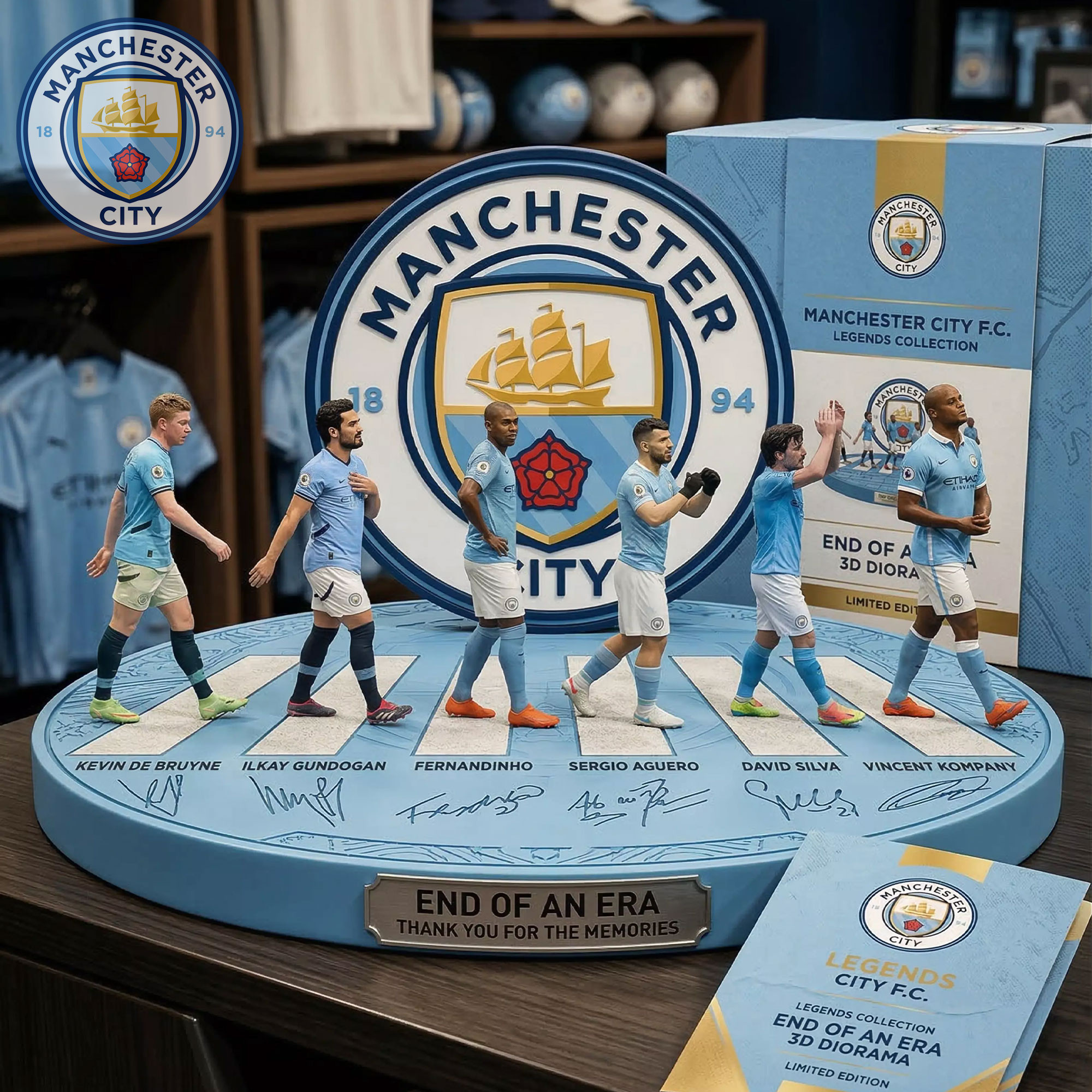 Manchester City Legends 3D Acrylic Plaque Soccer Fan Gift Man Cave Decor
