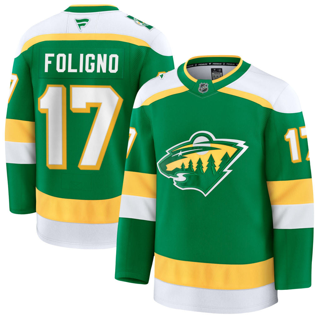 Marcus Foligno Minnesota Wild 2025 Alternate Premium Jersey - Green 1 Marcus Foligno Minnesota Wild 2025 Alternate Premium Jersey - Green