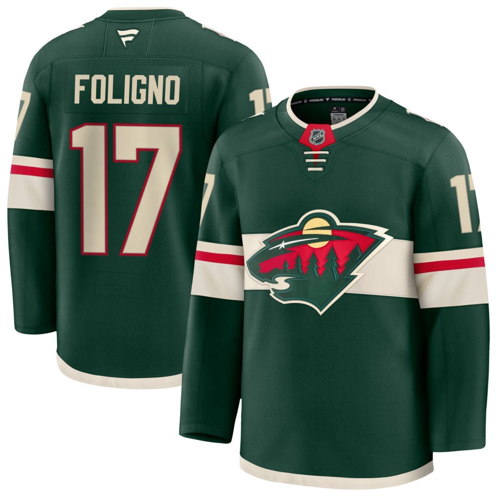 Marcus Foligno Minnesota Wild 2025 Home Premium Jersey - Green 1 Marcus Foligno Minnesota Wild 2025 Home Premium Jersey - Green