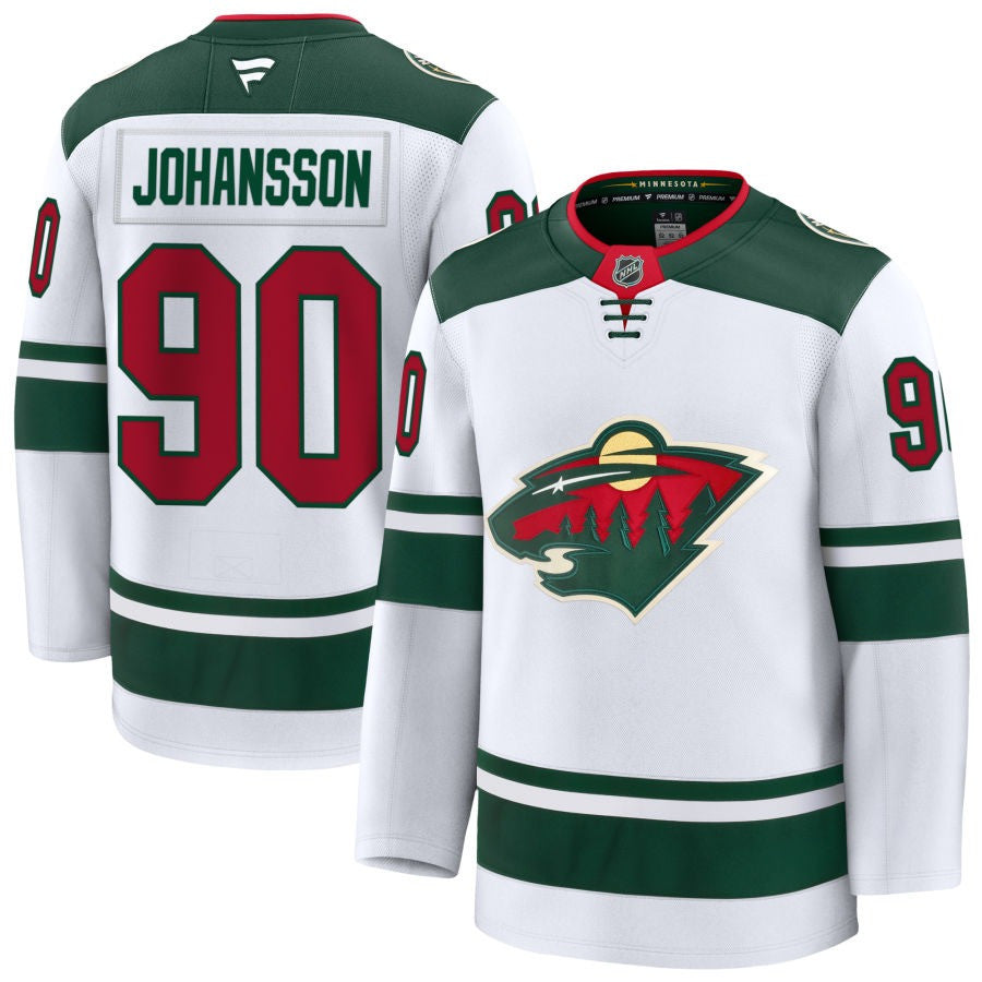 Marcus Johansson Minnesota Wild 2025 Away Premium White Jersey 1 Marcus Johansson Minnesota Wild 2025 Away Premium White Jersey