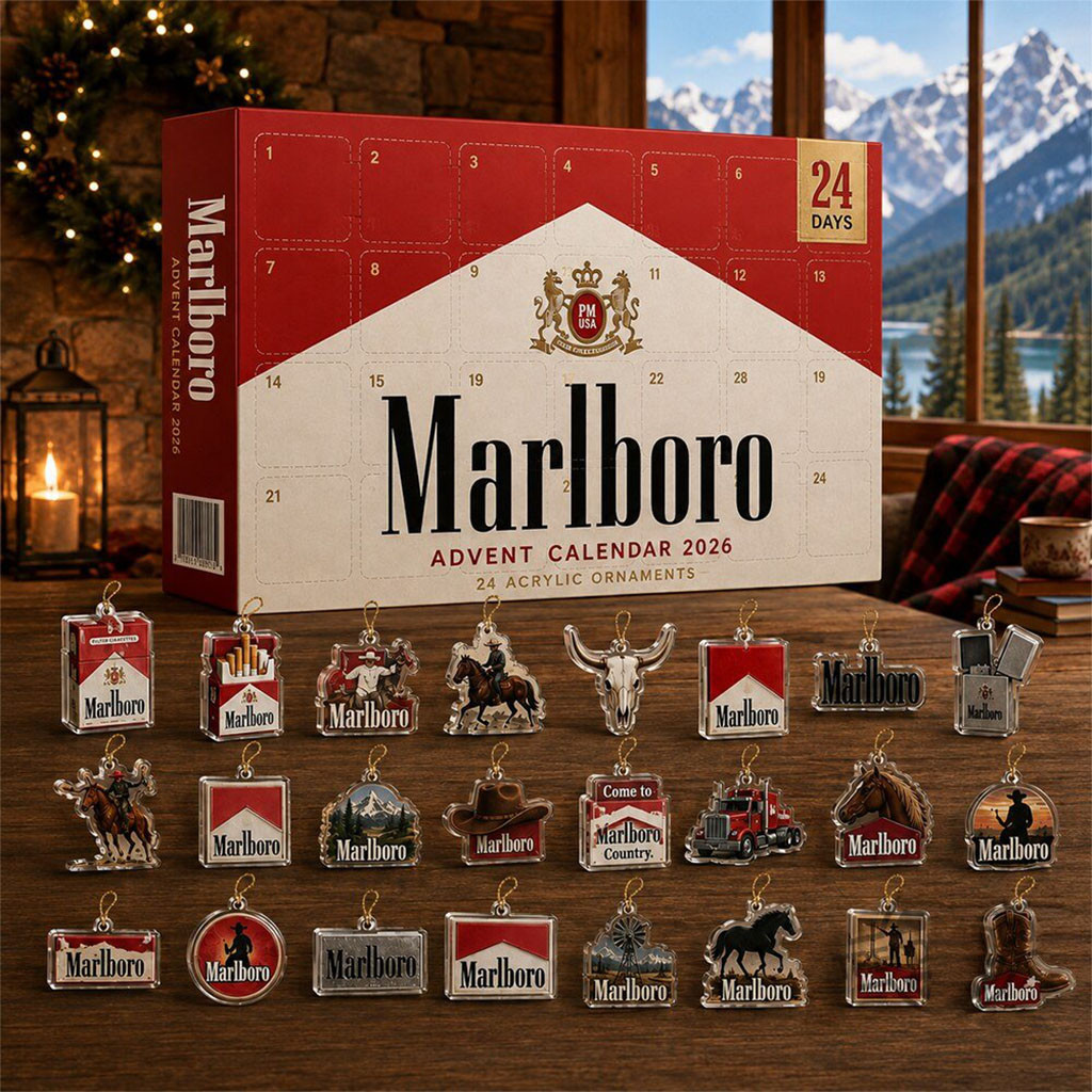 Marlboro Advent Calendar 2026 With Acrylic Ornaments Marlboro Merch Christmas Gift For Dad