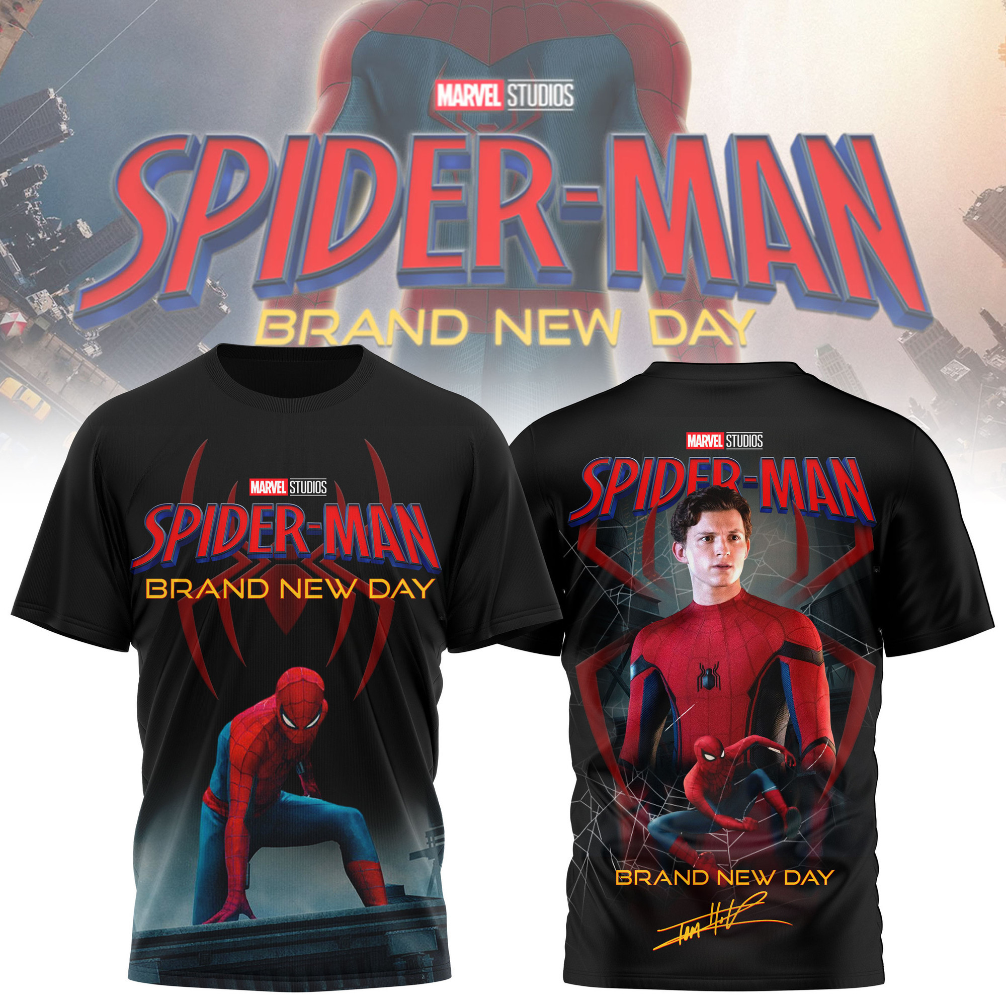 Marvel Studios Spider-Man Brand New Day Tom Holland Signature T-Shirt Birthday Gift For Him