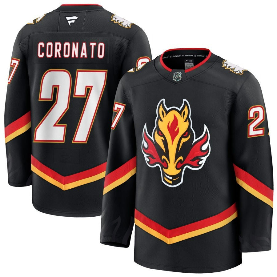 Matt Coronato Calgary Flames 2025 Alternate Premium Jersey - Black 1 Matt Coronato Calgary Flames 2025 Alternate Premium Jersey - Black