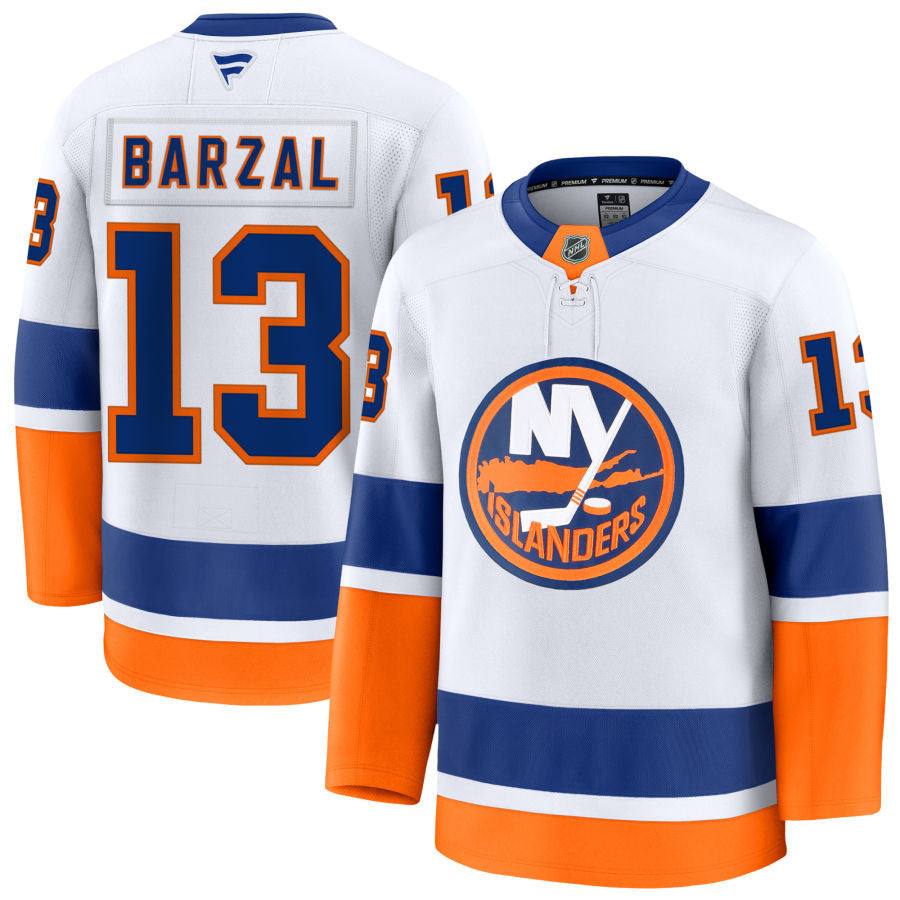 Matthew Barzal New York Islanders 2025 Away Jersey - White 1 Matthew Barzal New York Islanders 2025 Away Jersey - White