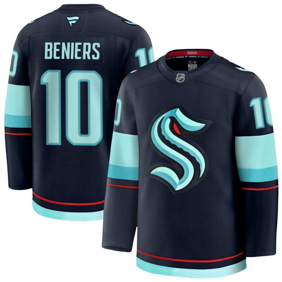 Matty Beniers Seattle Kraken 2025 Home Premium Jersey - Blue 1 Matty Beniers Seattle Kraken 2025 Home Premium Jersey - Blue
