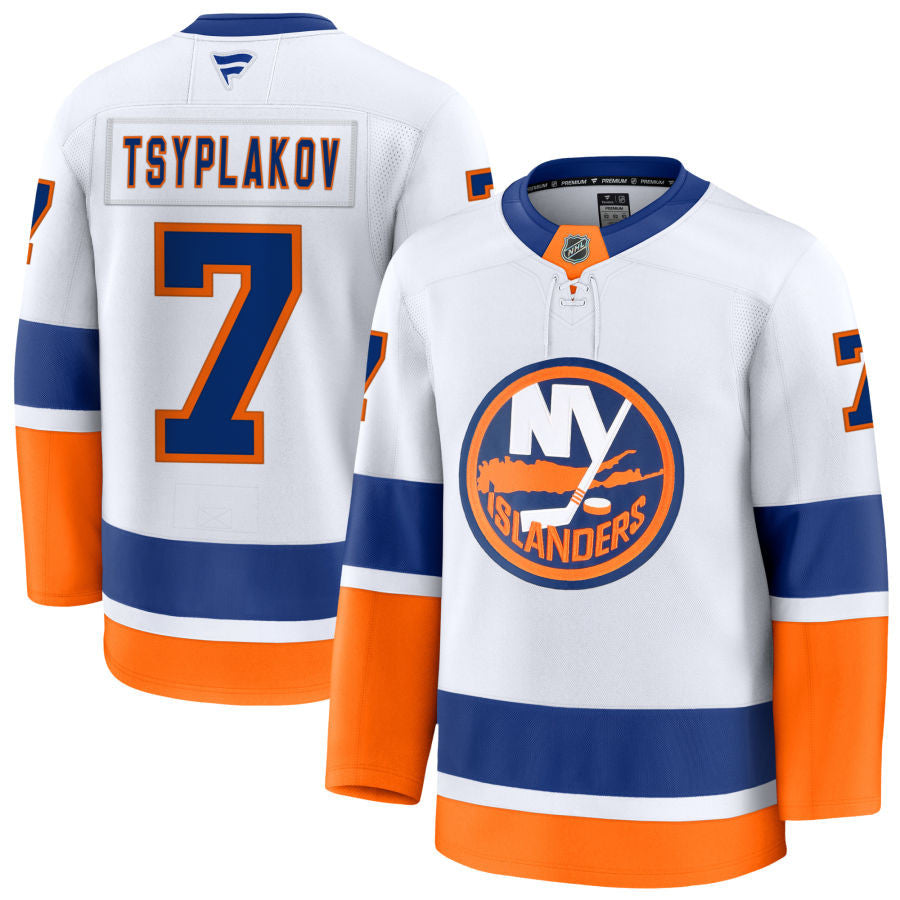 Maxim Tsyplakov New York Islanders 2025 Away Jersey - White 1 Maxim Tsyplakov New York Islanders 2025 Away Jersey - White