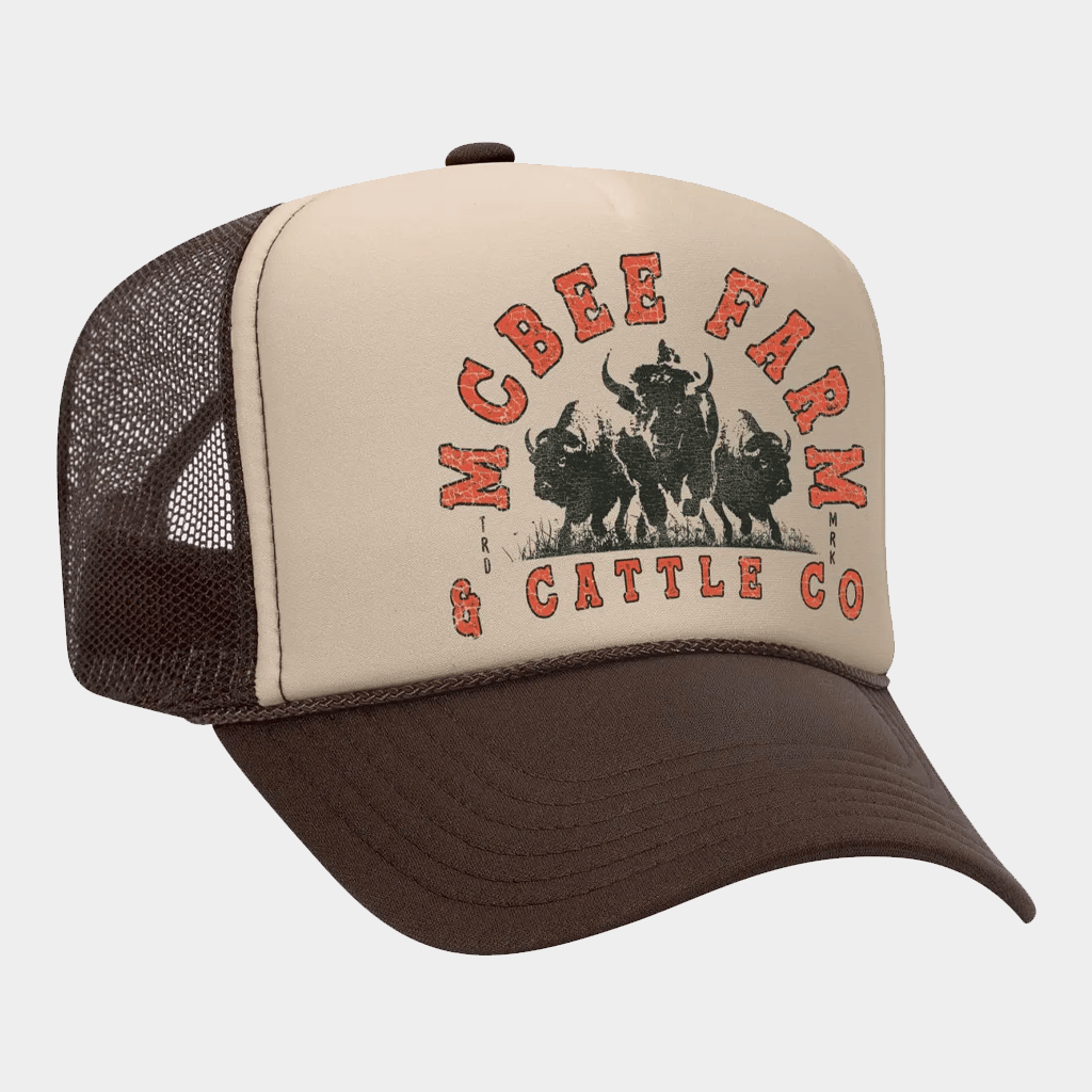 MCBEE Farms Merch 2026 Bison Stampede Foam Trucker Hat Birthday Gift For Husband