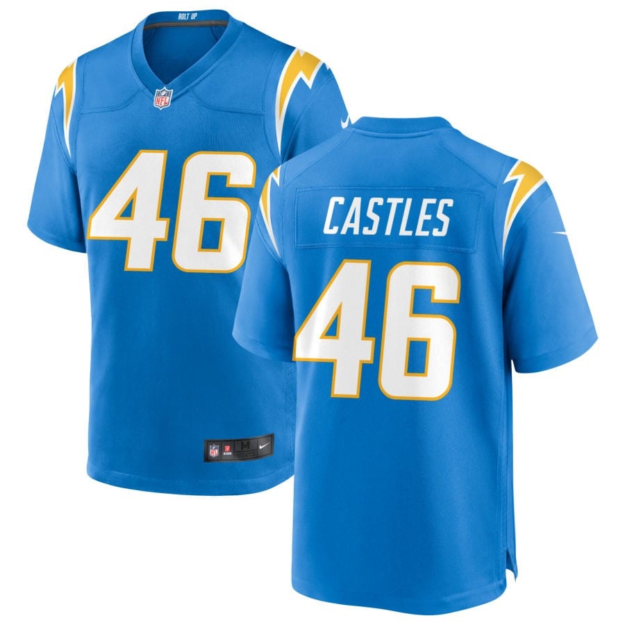 McCallan Castles Los Angeles Chargers 2025 Game Jersey - Powder Blue