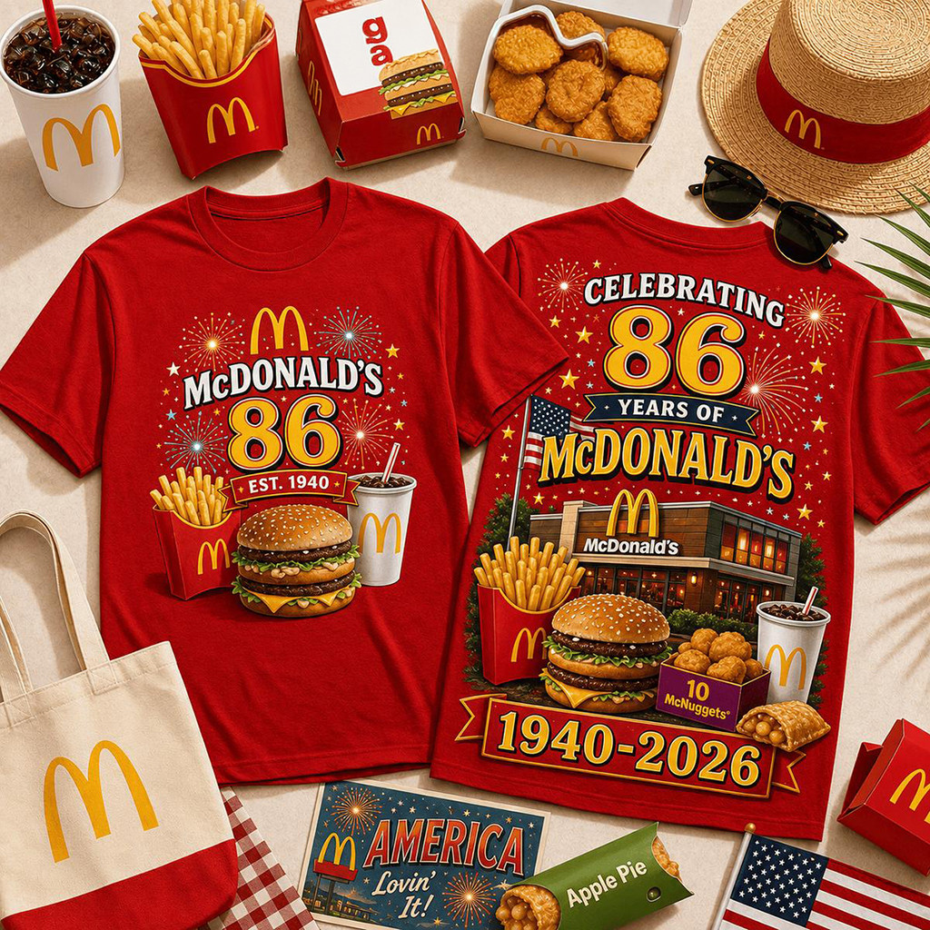 McDonald's 86 Years 1940 2026 T-Shirt Fast Food Lover Shirt Gift For Husband