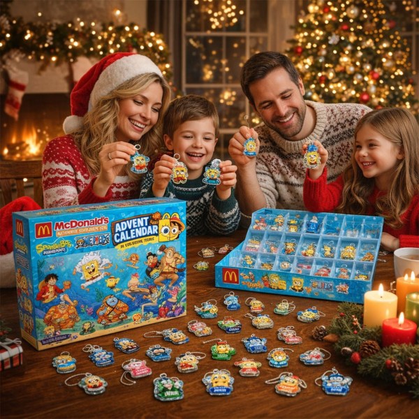 McDonald's X SpongeBob SquarePants X One Piece Advent Calendar 2026 Christmas Ornaments Box - Image 2
