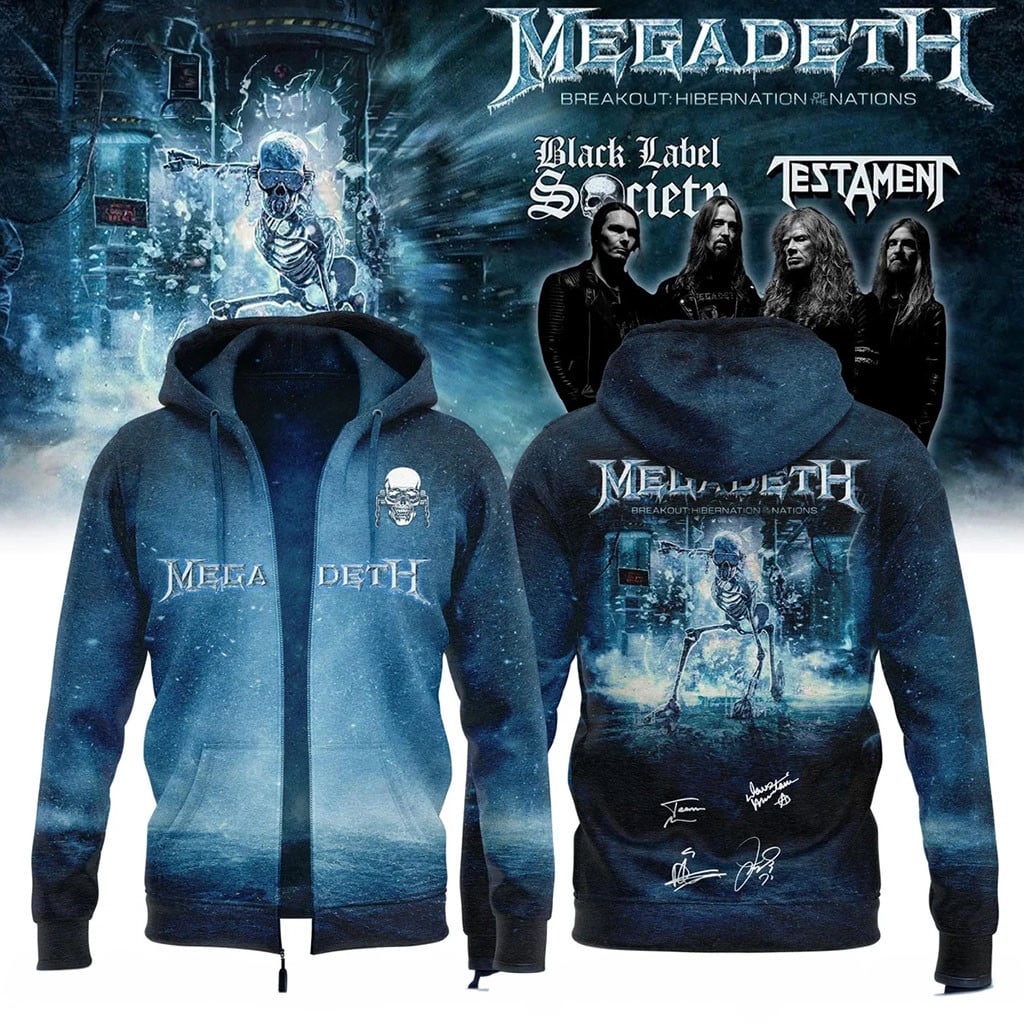 Megadeth Merch Breakout Hibernation Of The Nations Skull Zip Hoodie Rock Fan Gifts