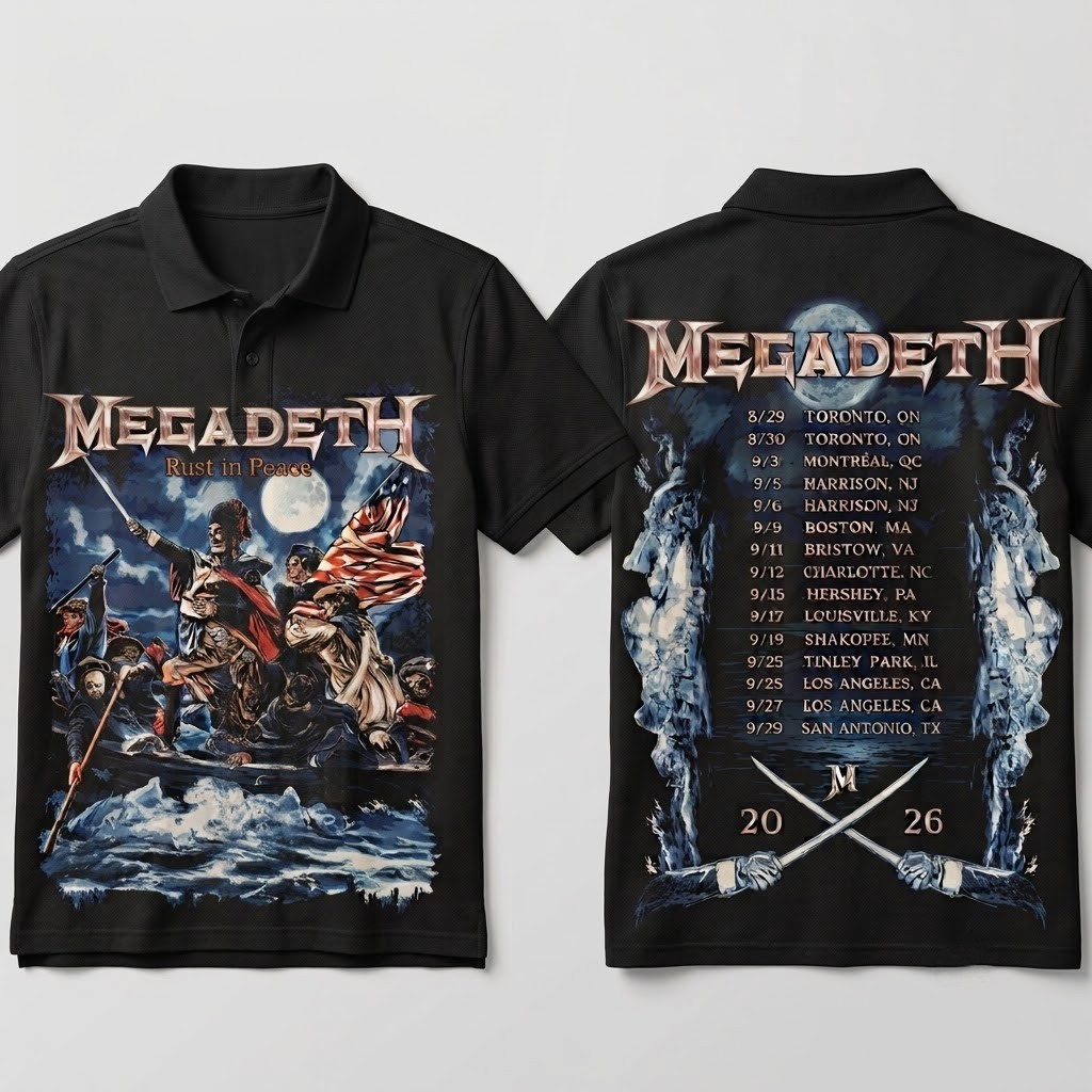 Megadeth North American 2026 Tour Crossing the Delaware T-Shirt Megadeth Merch Gift For Him - Image 9