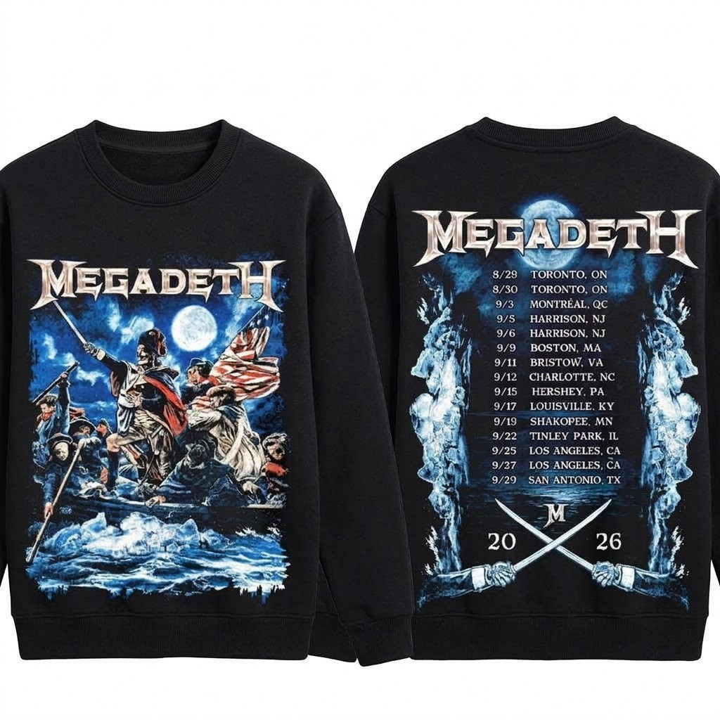 Megadeth North American 2026 Tour Crossing the Delaware T-Shirt Megadeth Merch Gift For Him - Image 4