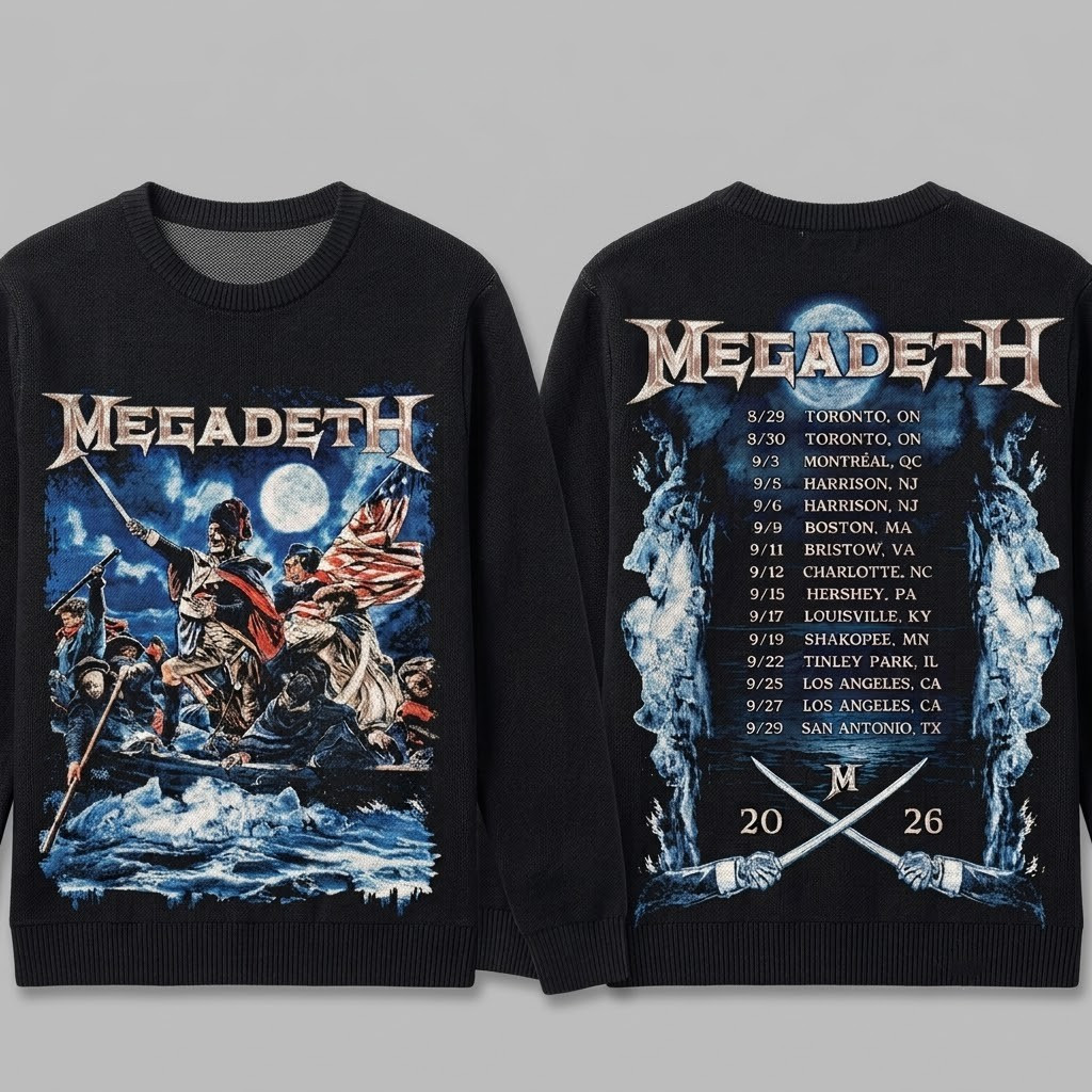 Megadeth North American 2026 Tour Crossing the Delaware T-Shirt Megadeth Merch Gift For Him - Image 6