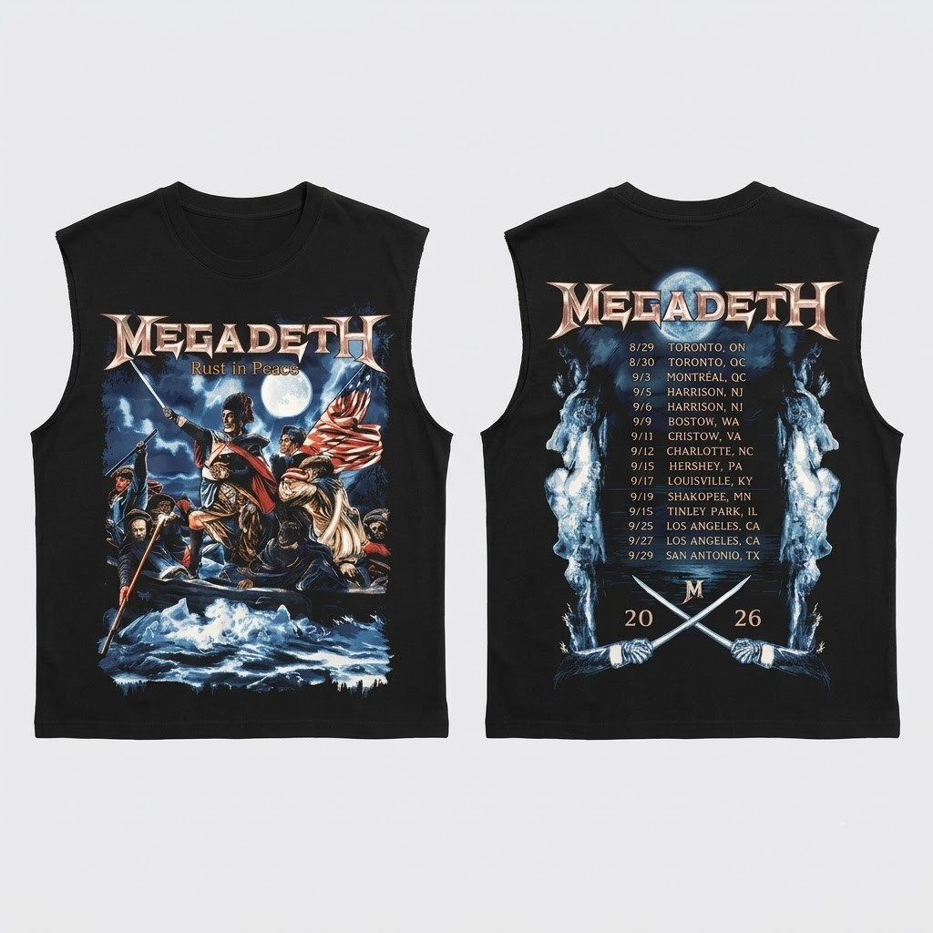 Megadeth North American 2026 Tour Crossing the Delaware T-Shirt Megadeth Merch Gift For Him - Image 10