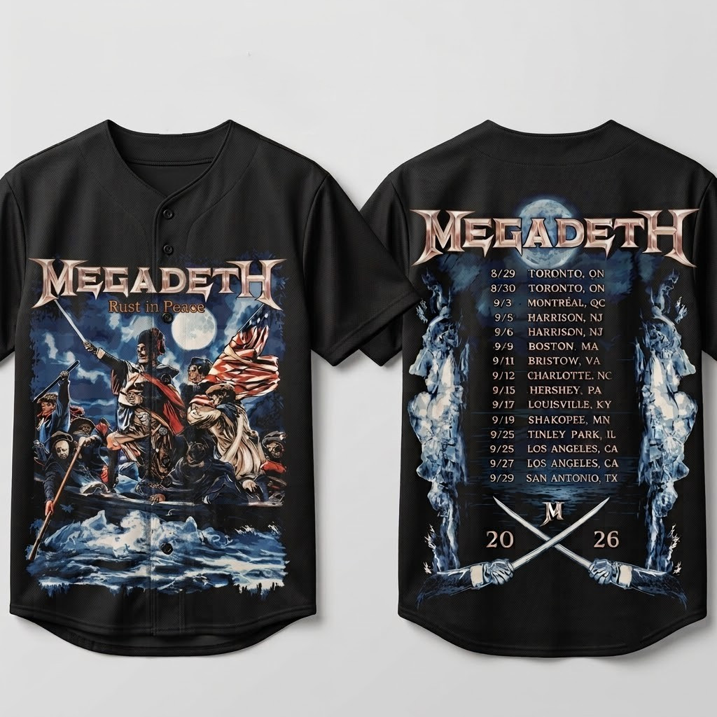 Megadeth North American 2026 Tour Crossing the Delaware T-Shirt Megadeth Merch Gift For Him - Image 8