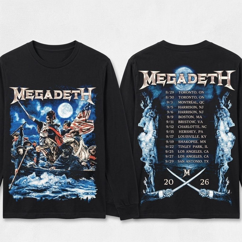 Megadeth North American 2026 Tour Crossing the Delaware T-Shirt Megadeth Merch Gift For Him - Image 5