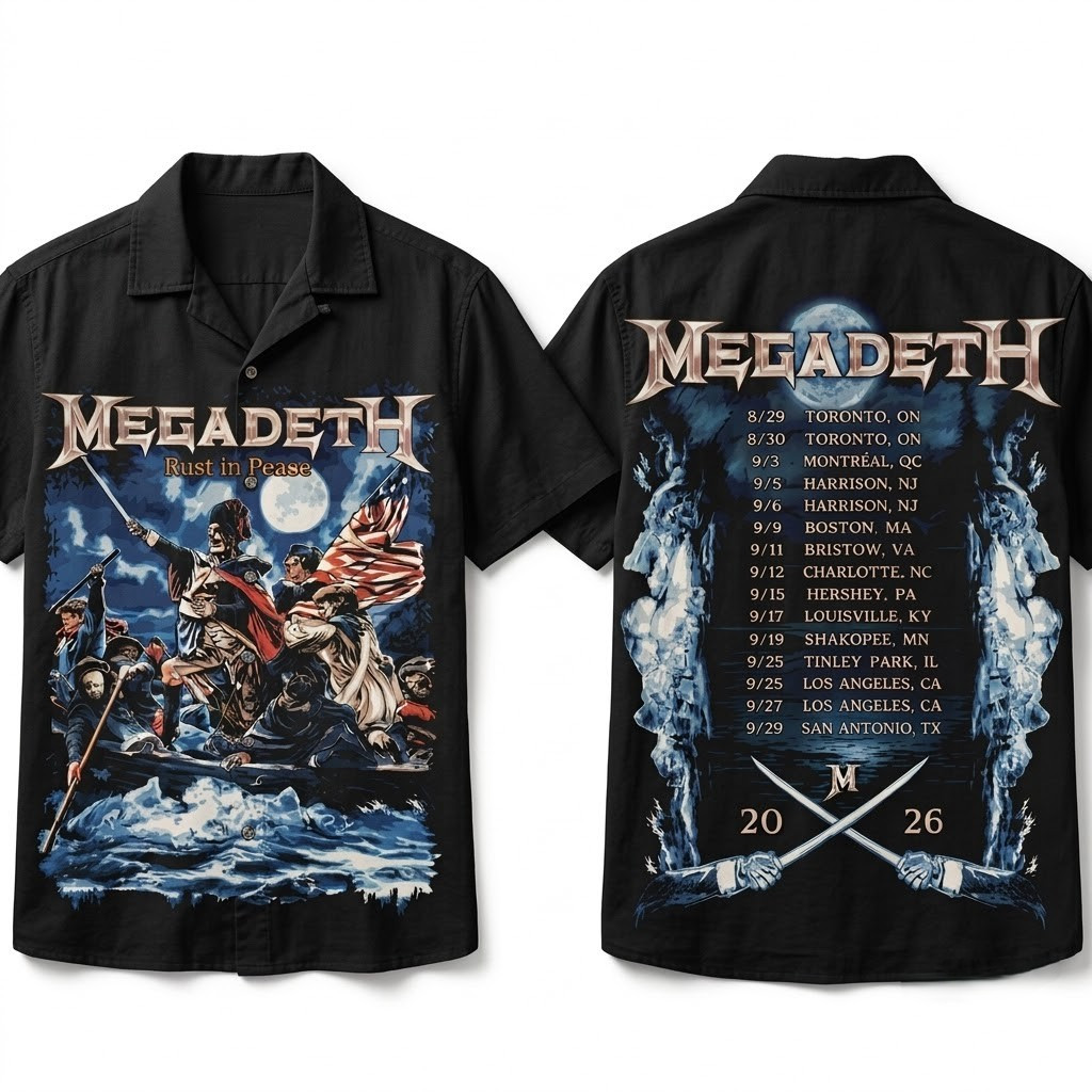Megadeth North American 2026 Tour Crossing the Delaware T-Shirt Megadeth Merch Gift For Him - Image 7