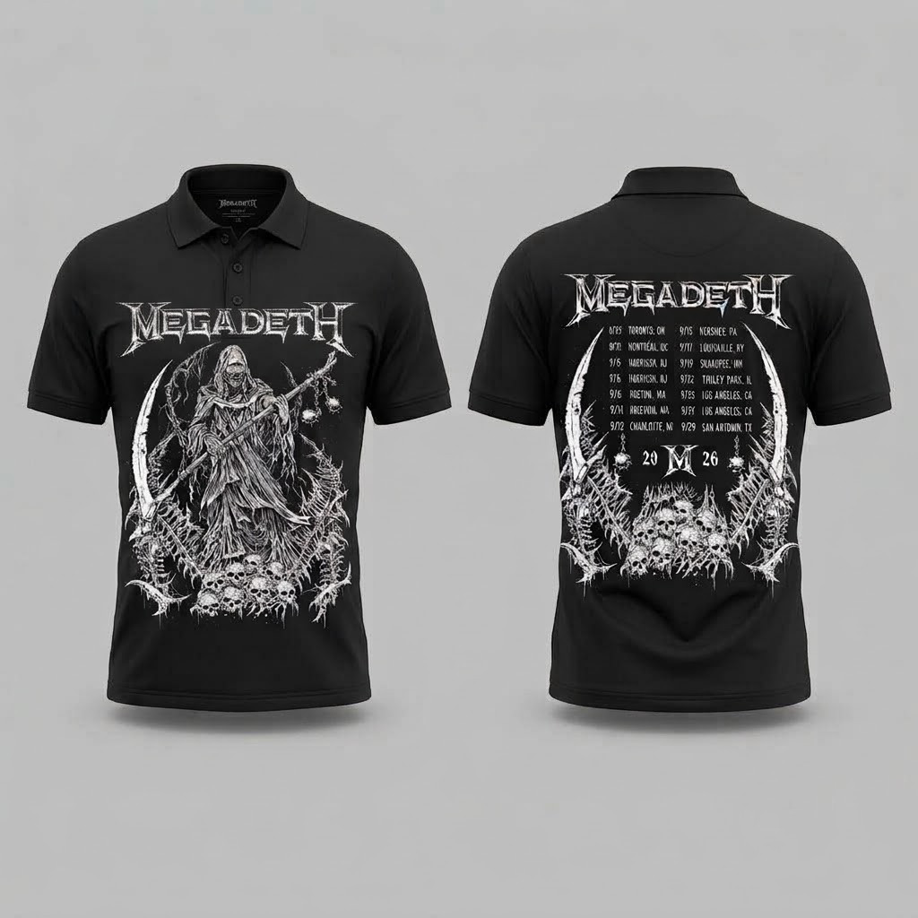 Megadeth North American 2026 Tour Vic The Reaper T-Shirt Megadeth Merch Fans Gifts - Image 9