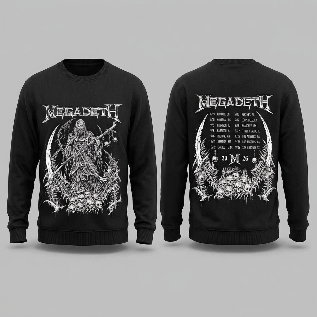 Megadeth North American 2026 Tour Vic The Reaper T-Shirt Megadeth Merch Fans Gifts - Image 4