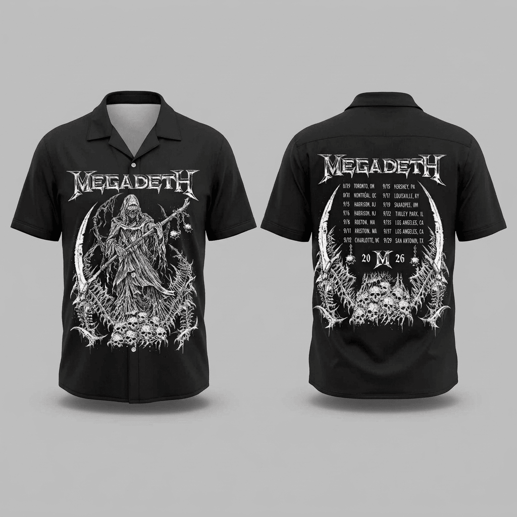 Megadeth North American 2026 Tour Vic The Reaper T-Shirt Megadeth Merch Fans Gifts - Image 7