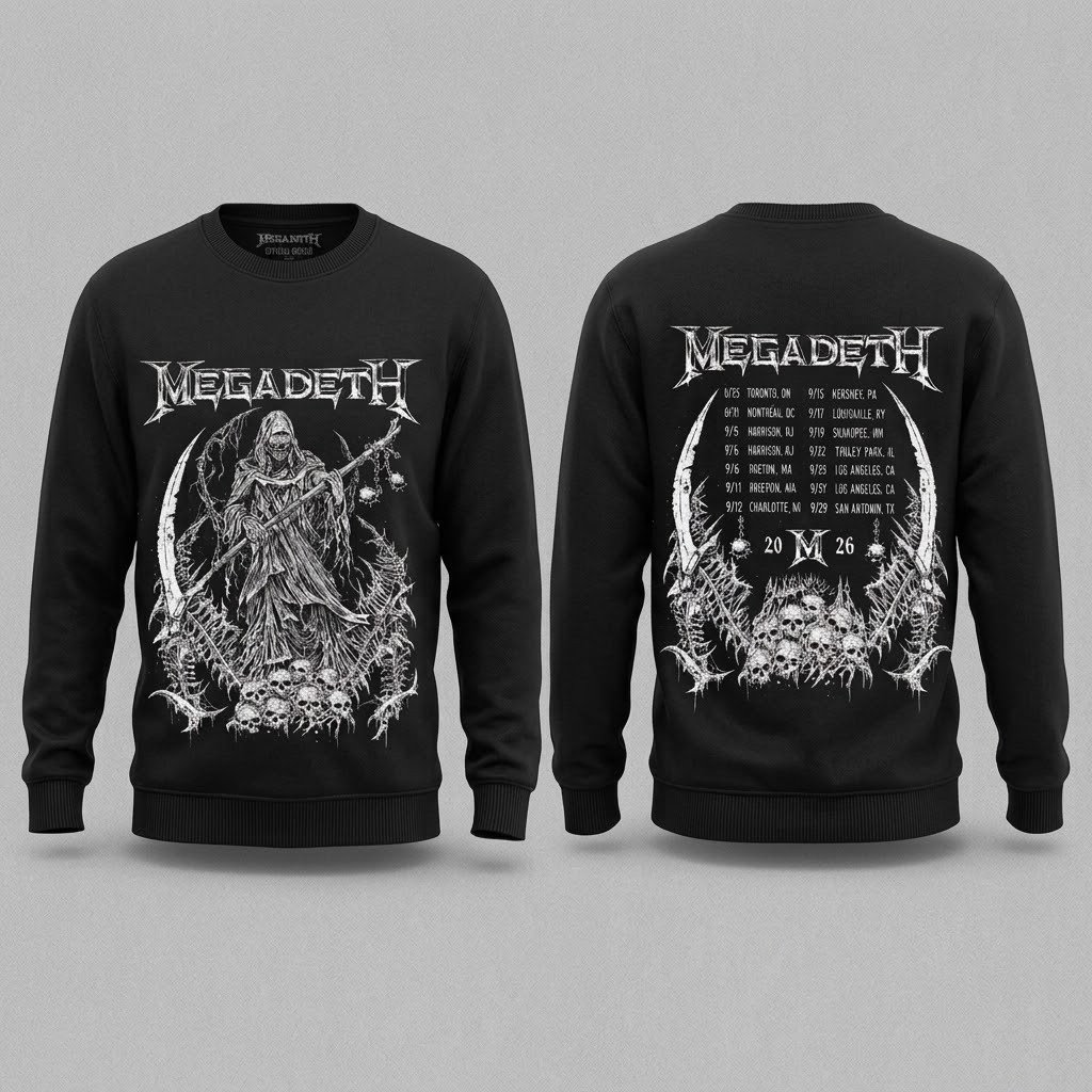 Megadeth North American 2026 Tour Vic The Reaper T-Shirt Megadeth Merch Fans Gifts - Image 6